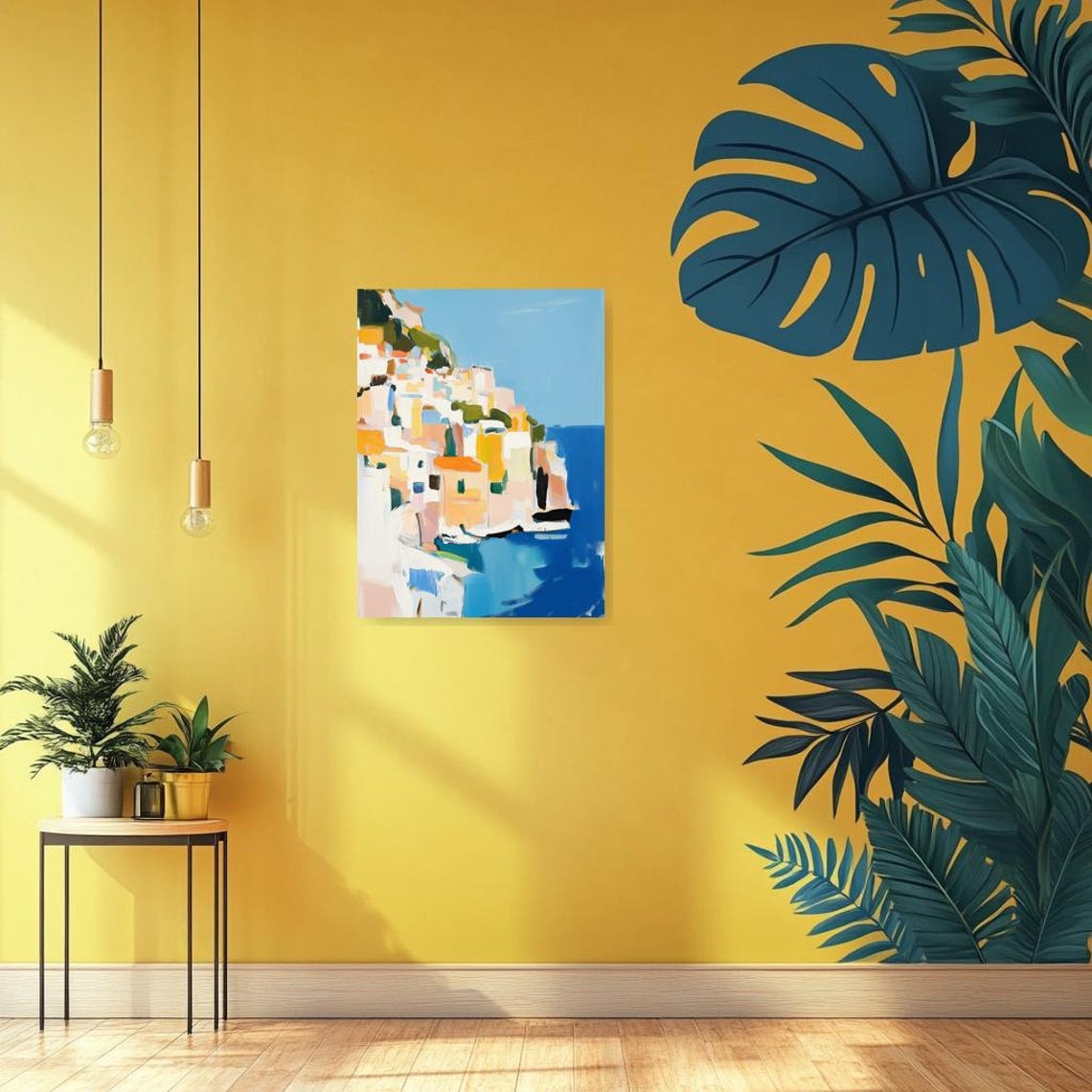 Impressionist Coastal Town On Cliffs Above A Sparkling Blue Sea Poster - Image 5