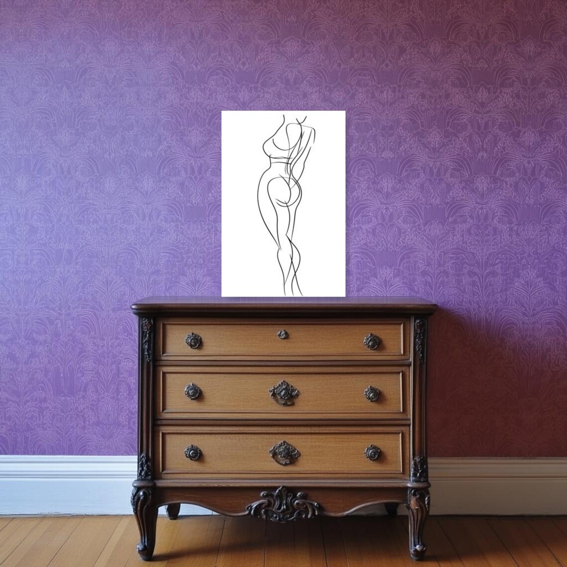 Minimalist One Line Drawing of a Female Body Silhouette Poster - Image 3