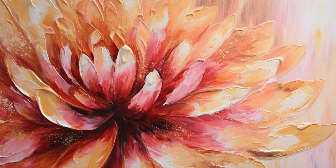 Fiery Orange Chrysanthemum Close-Up Impasto Floral Art Poster