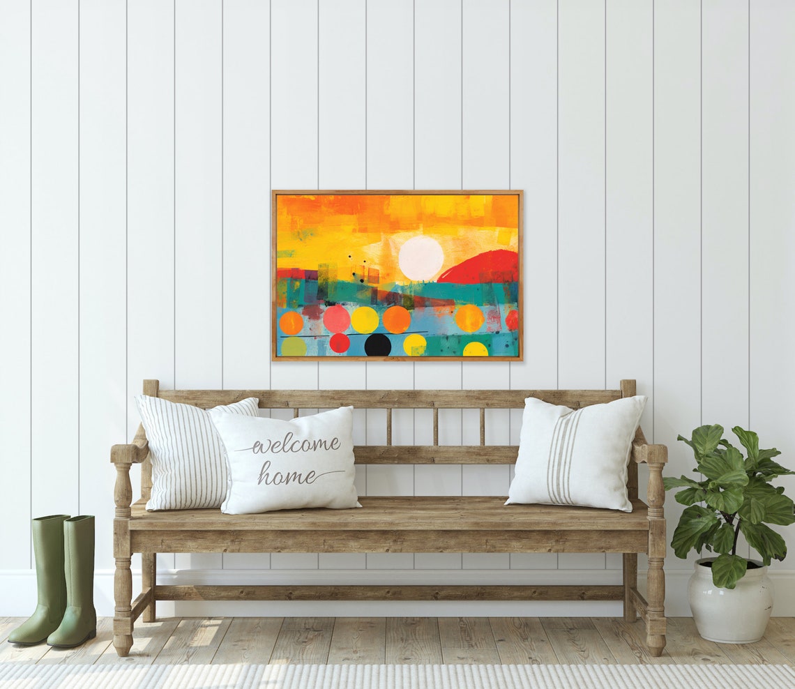 Abstract Sunrise Art An Homage To Etel Adnans Signature Style In Custom Prints Custom Wall Artwork - Image 2
