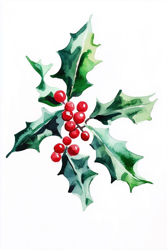 Custom Wall Art Watercolor Holly Berry Decor Inspired By The Famous Style Of Henri Matisse For Home Decoration