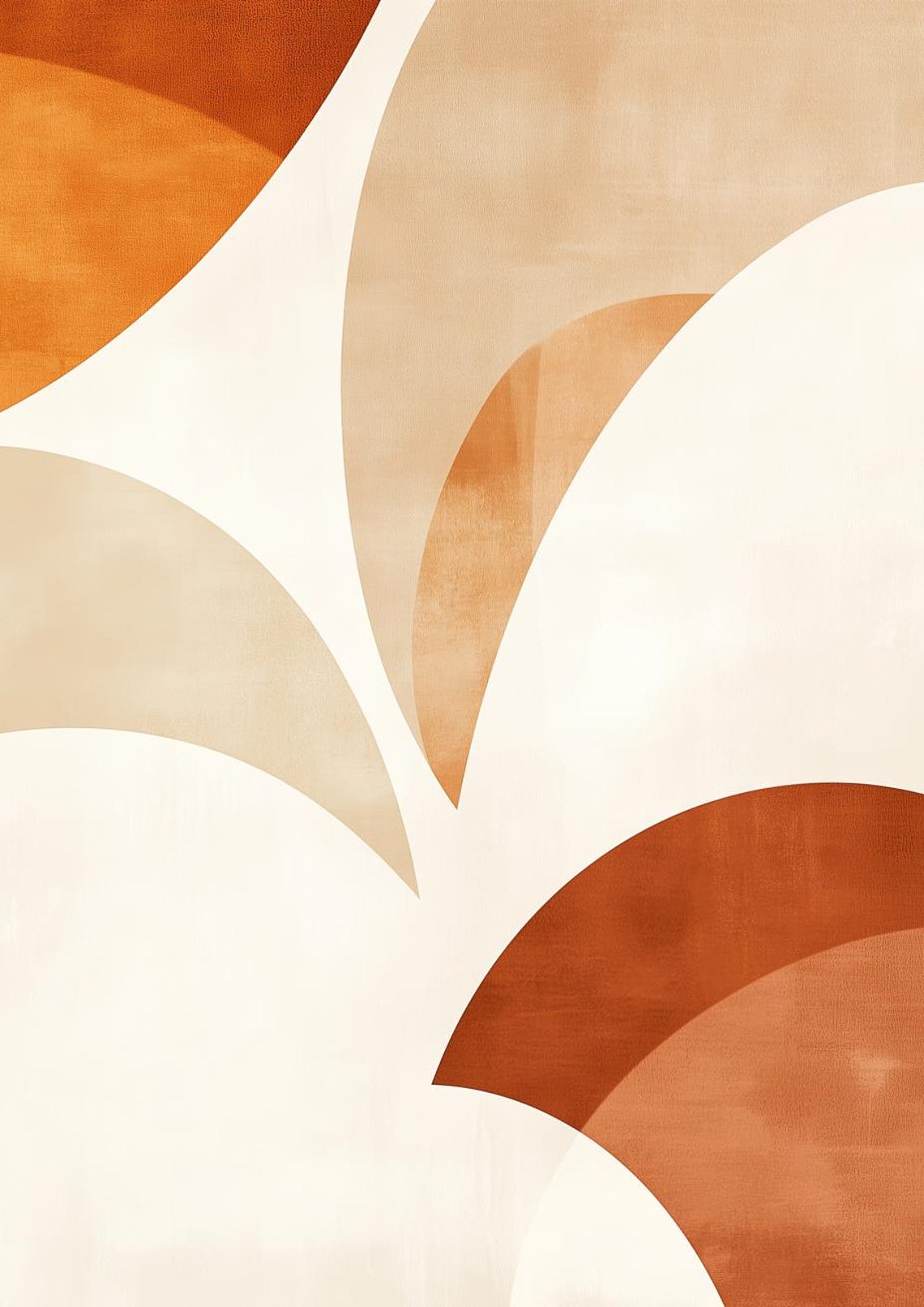 Terracotta Curved Shapes Mid Century Modern Abstract Art Poster