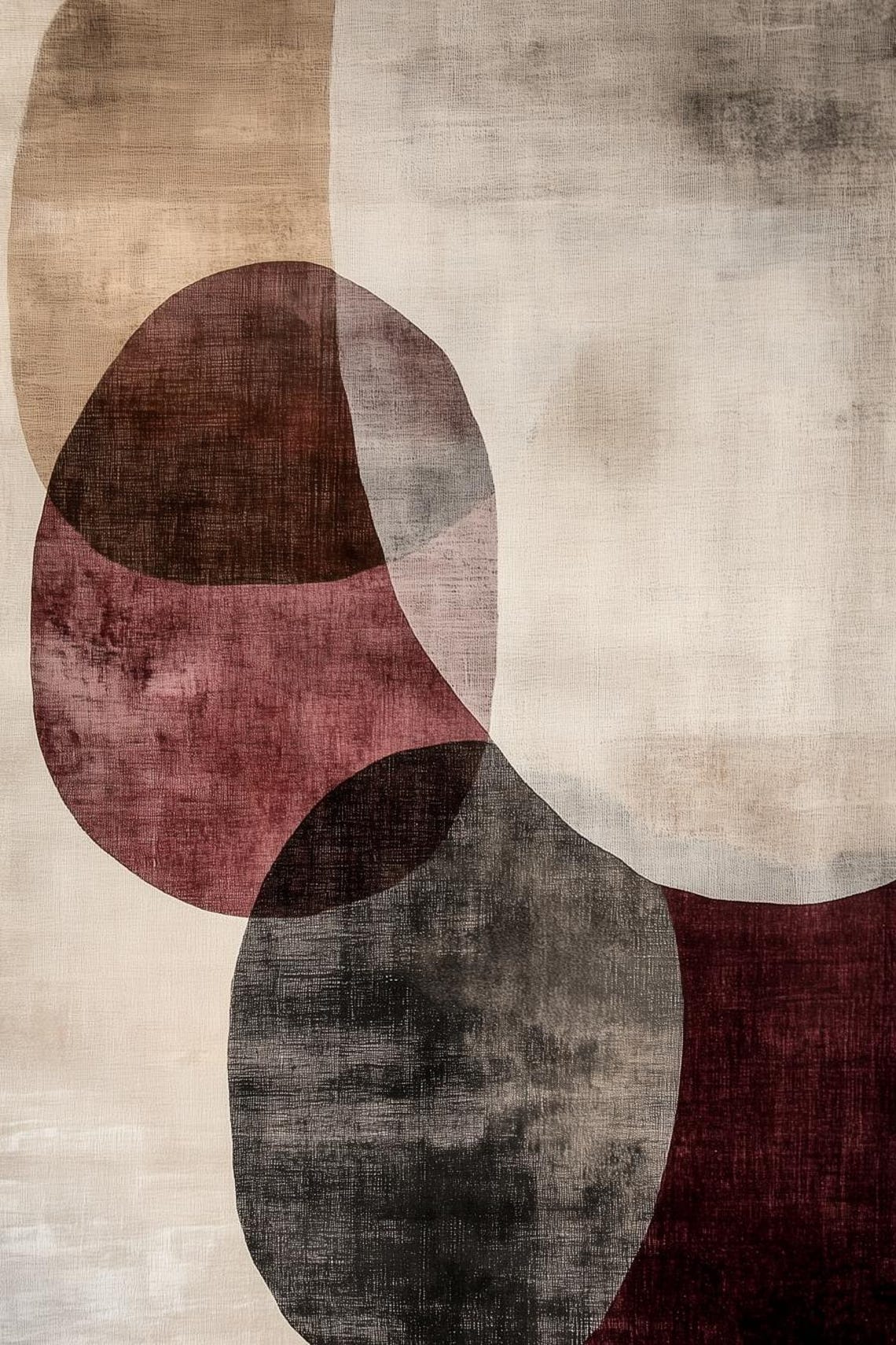 Minimalist Overlapping Circles in Warm Earth Tones Abstract Poster