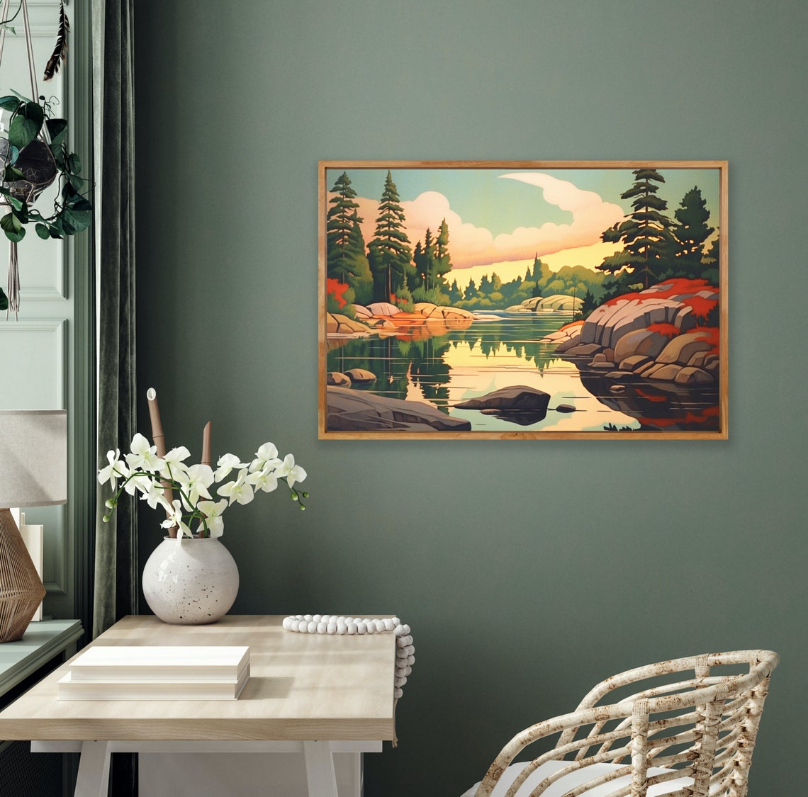 Original Landscape Artwork Inspired By Aj Casson Serene Stream In Nature Wall Art Print Custom - Image 2