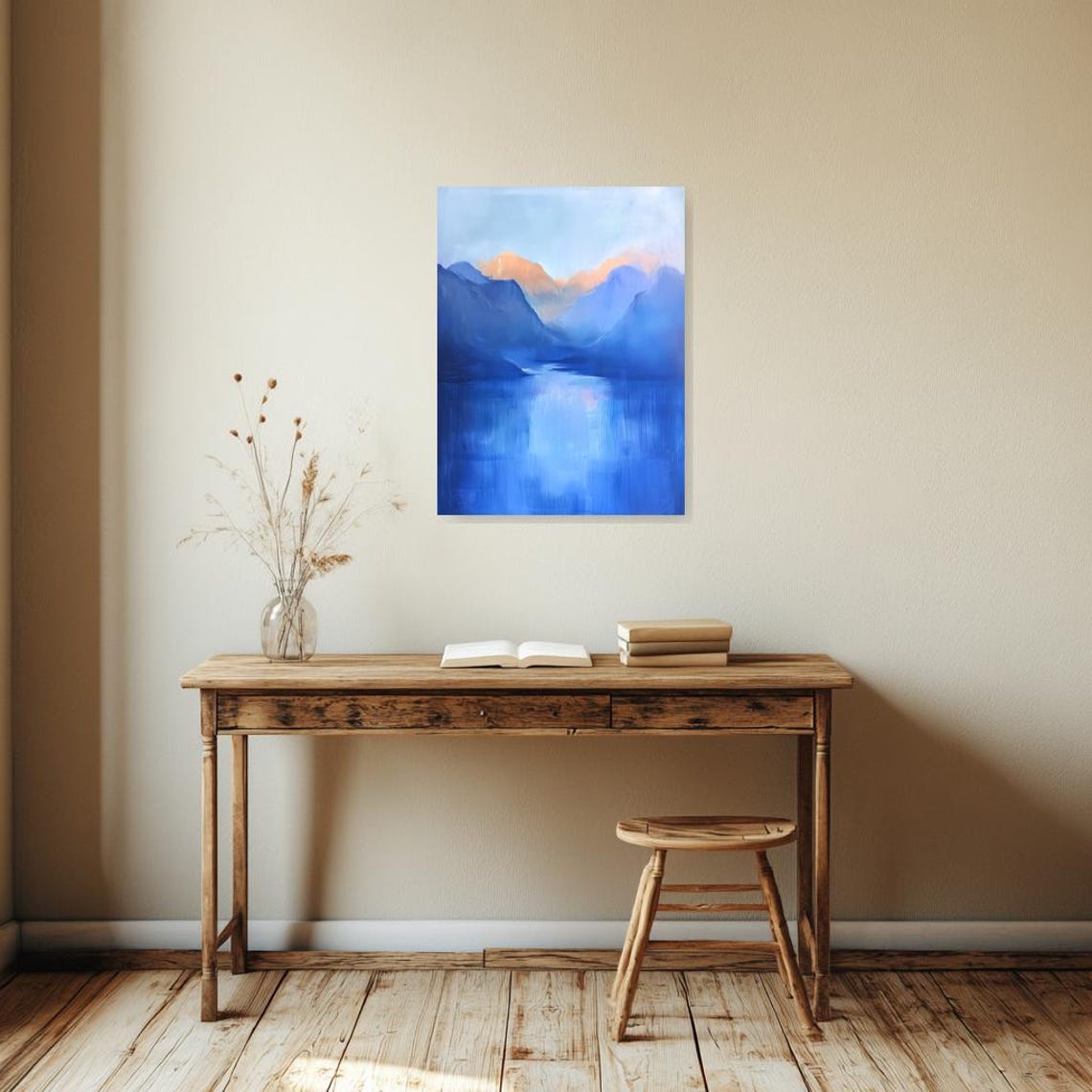 Serene Blue Mountain Landscape Print Inspired By The Style Of Mark Rothko For Home Decor And Wall Art - Image 2