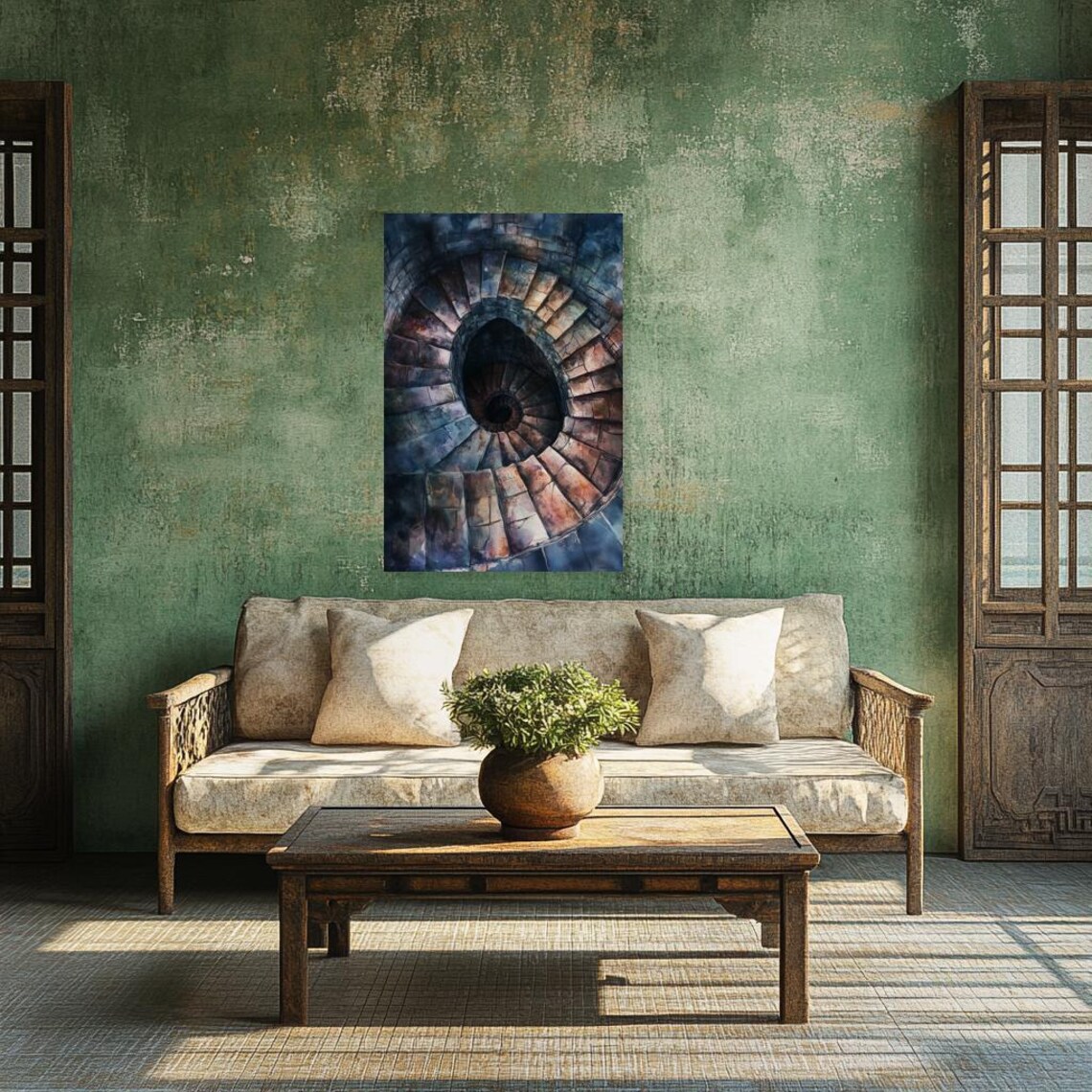 Spiral Stone Staircase, M C Escher Inspired Art Print - Image 3