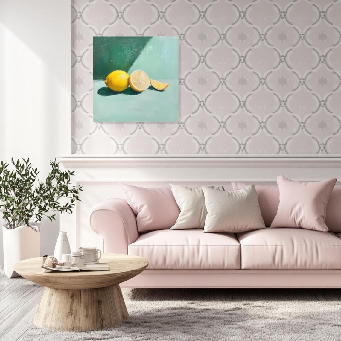 Zesty Fresh Yellow Lemons Green Background Still Life Poster - Image 3