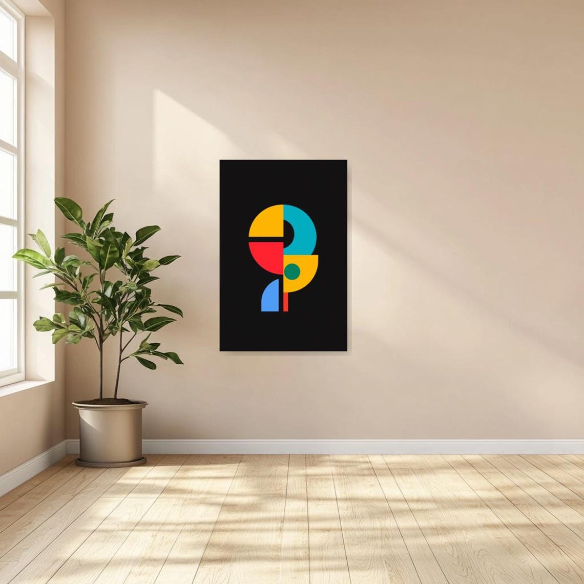 Bauhaus Geometric Circle Bold Primary Colors Modern Abstract Poster - Image 2