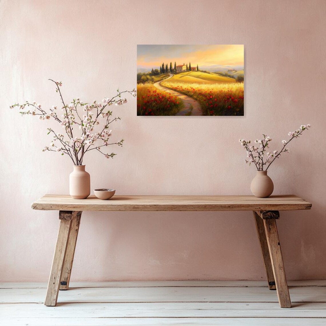 Golden Tuscan Hills with Red Poppies and Hilltop Villa Poster - Image 2