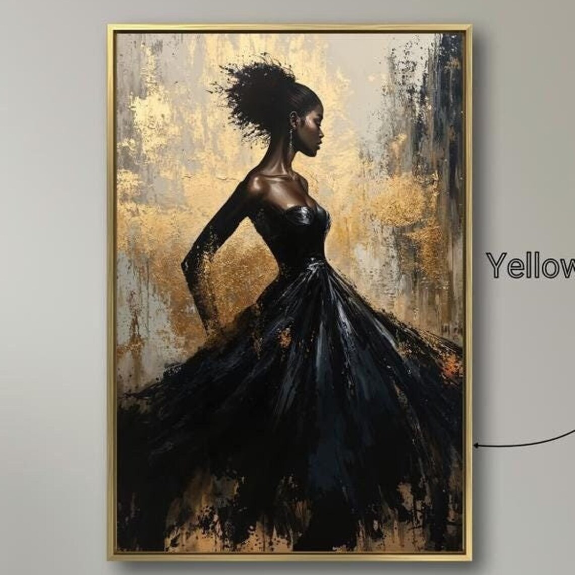 Abstract Fashion Woman Art Print, Black and Gold
