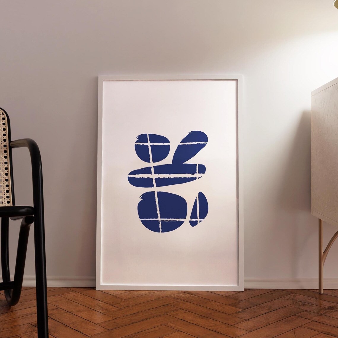 Matisse Print Japandi Style Blue Abstract Art Print Living Room Decor Boho Wall Art Trendy Wall Decor Print