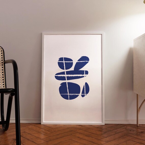 Abstract Blue Organic Shapes Matisse Style Modern Art Poster