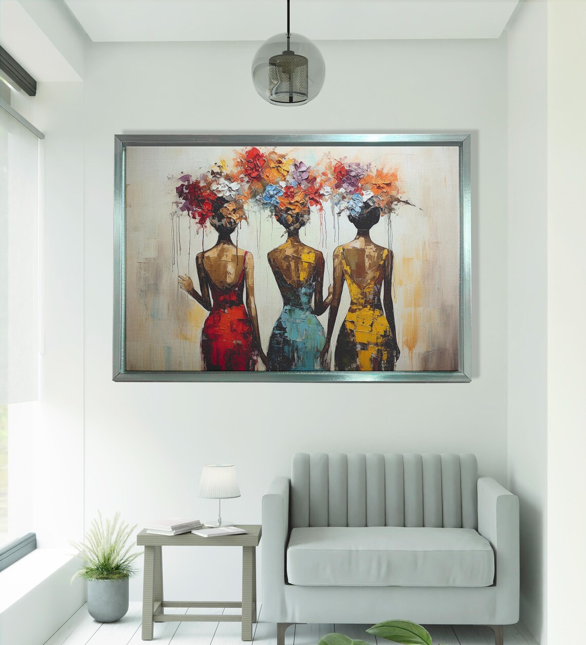 Abstract Women With Colored Heads, Modern Portrait - Image 2