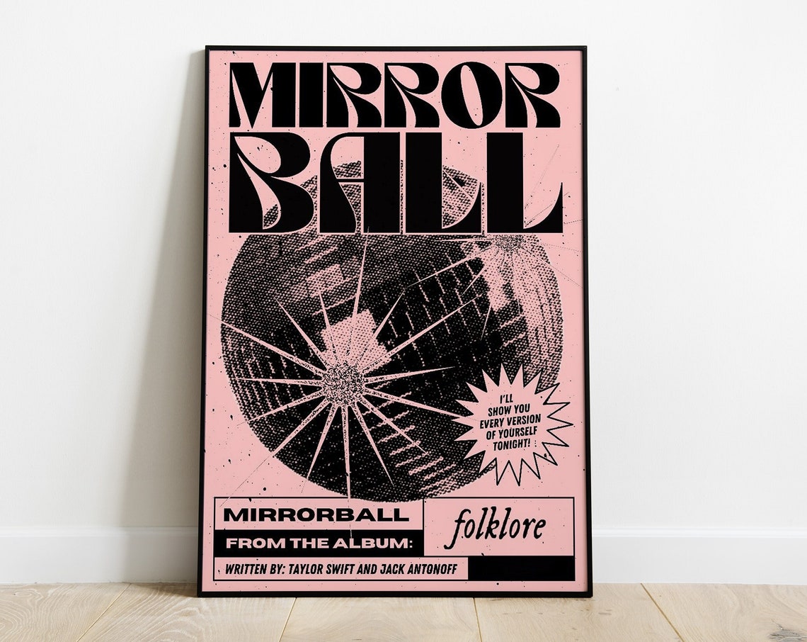 Taylor Swift Mirrorball Folklore Pink Retro Disco Ball Poster