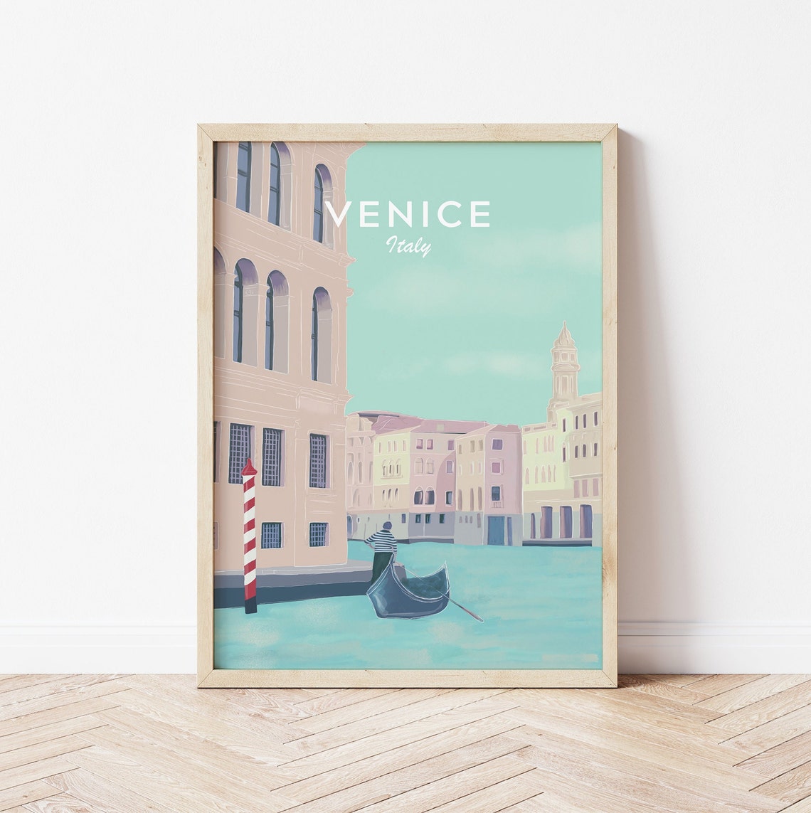 Italy Venice Illustration Venice Travel Print Italy Illustration Venice Wall Art Venice Gondola Print Italy Travel Poster Italy Print - Image 2