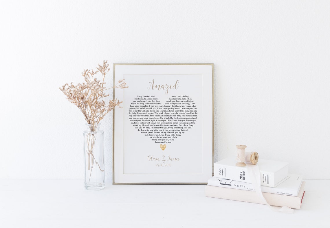 Amazed Lonestar Heart Shaped Song Lyrics Anniversary Gift Poster - Image 5