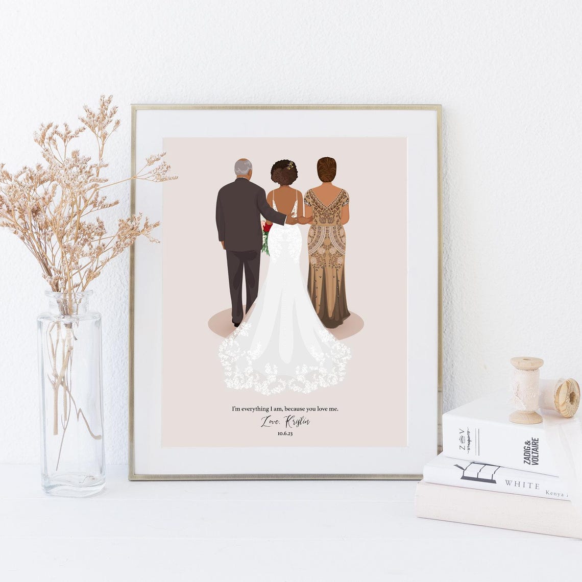 Parents Of The Bride Gift Mother Of The Bride Father Of The Bride Family Wedding Illustration Custom Parents Wedding Gift From Daughter - Image 6