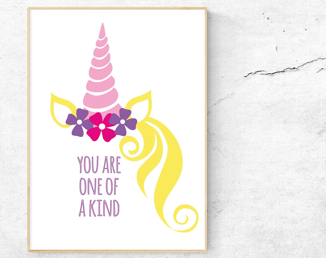 You Are One Of A Kind Unicorn Pink Kids Room Inspirational Poster