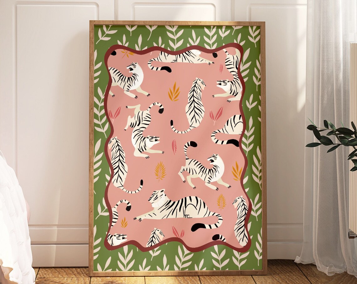Tiger Maximalist Art Print, Bold Animal Decor