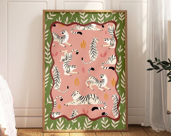 Tiger Maximalist Art Print, Bold Animal Decor