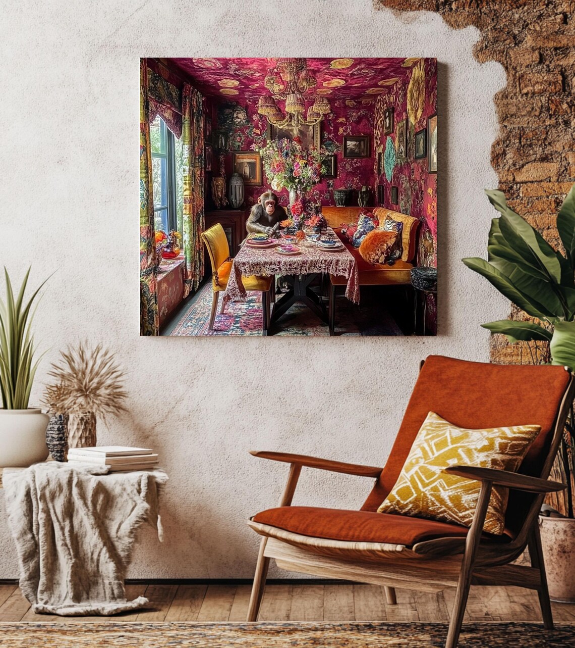 Maximalist Monkey Dining Wall Art, Vintage Inspired - Image 3