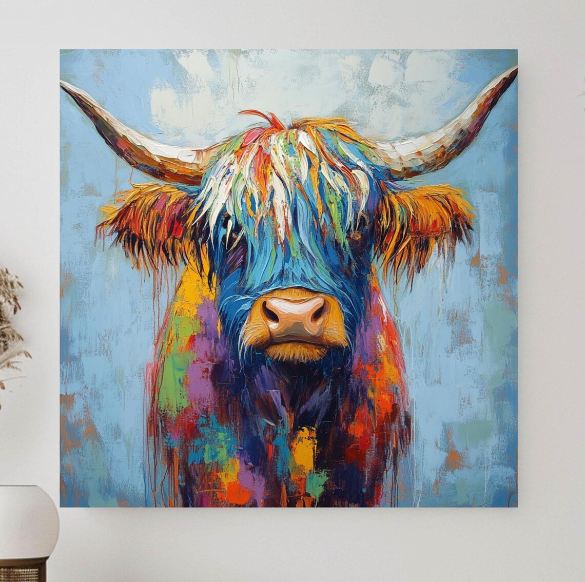 Highland Cow Art Print, Rustic Western Accent