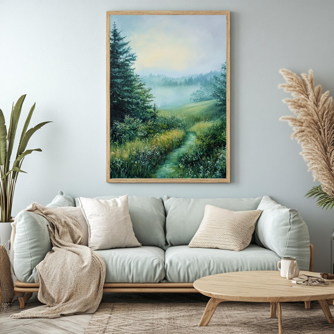 Serene Forest Path, Tranquil Nature Landscape Art Print - Image 2