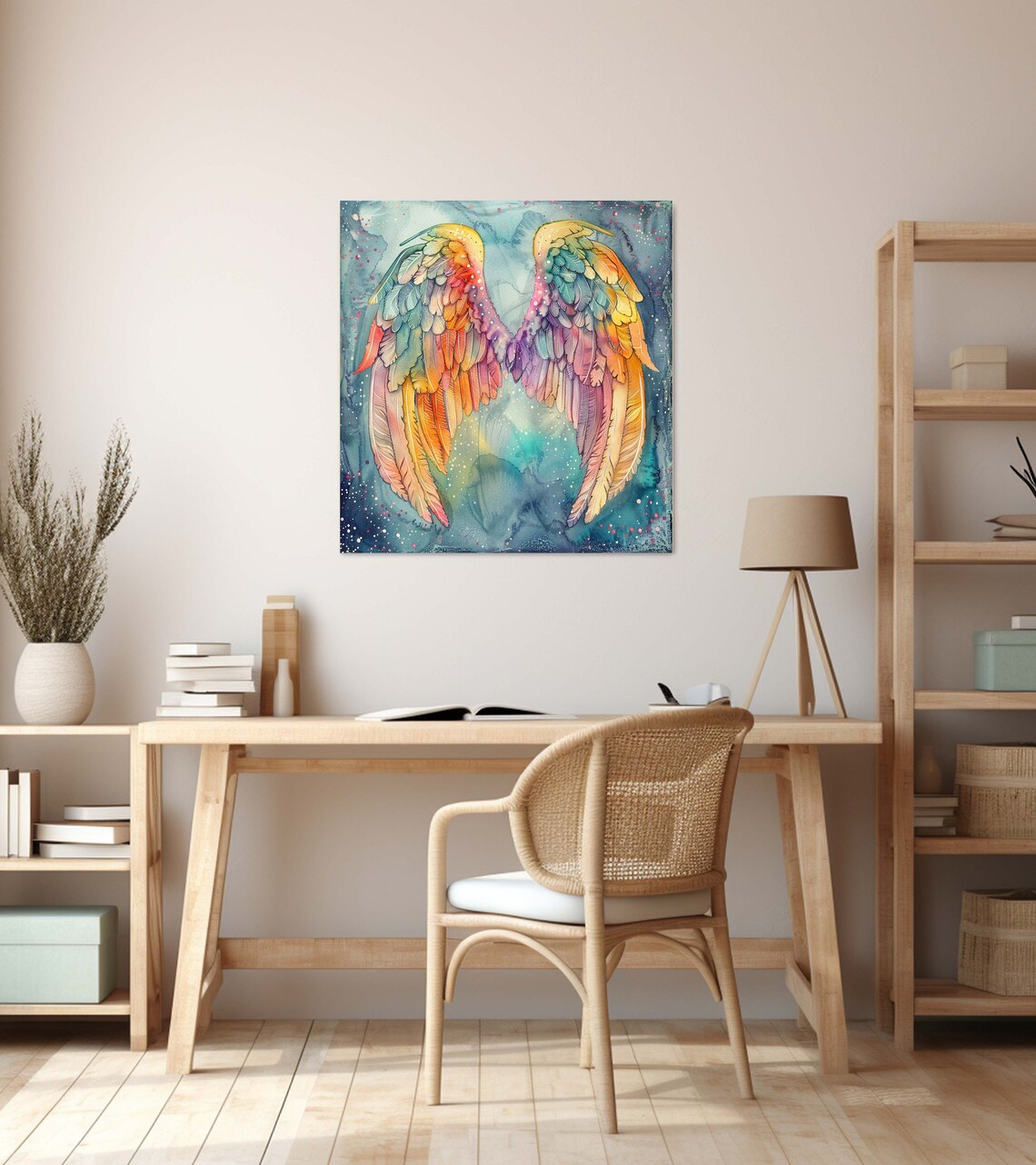 Angelic Painting, Angel Wings Whimsical Art Print - Image 2