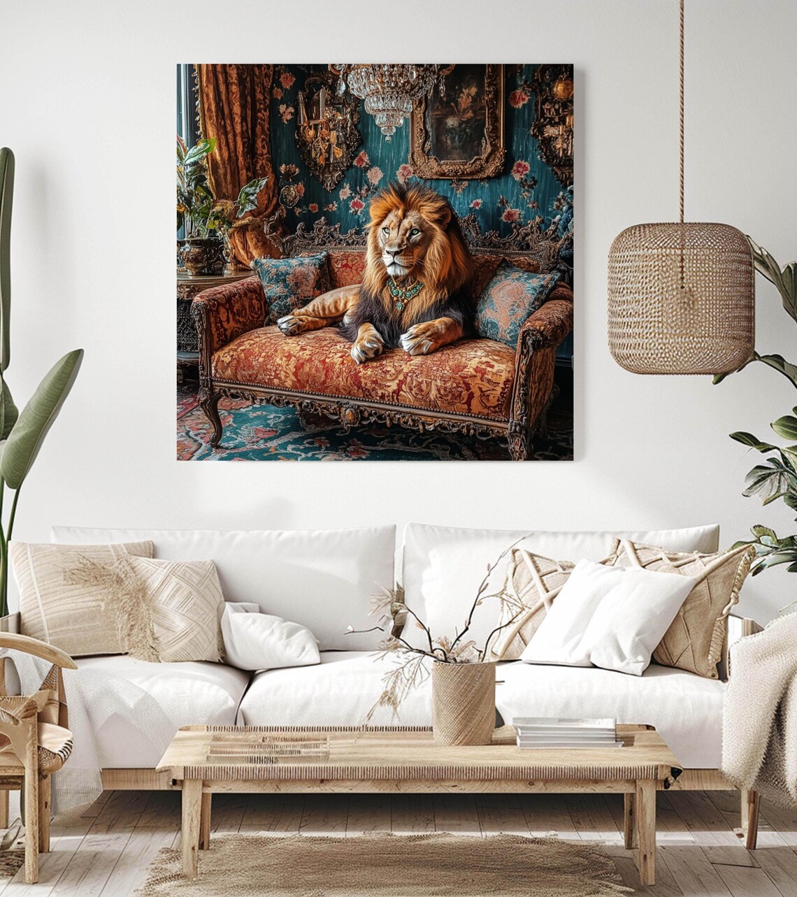 Maximalist Lion Wall Art, Regal Jungle Decor - Image 3