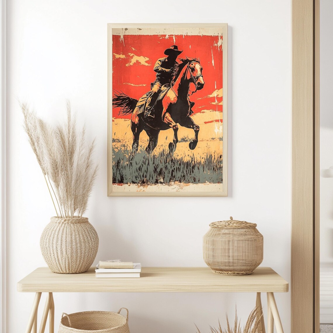 Vintage Cowboy Riding Western Poster, Rustic Decor - Image 3