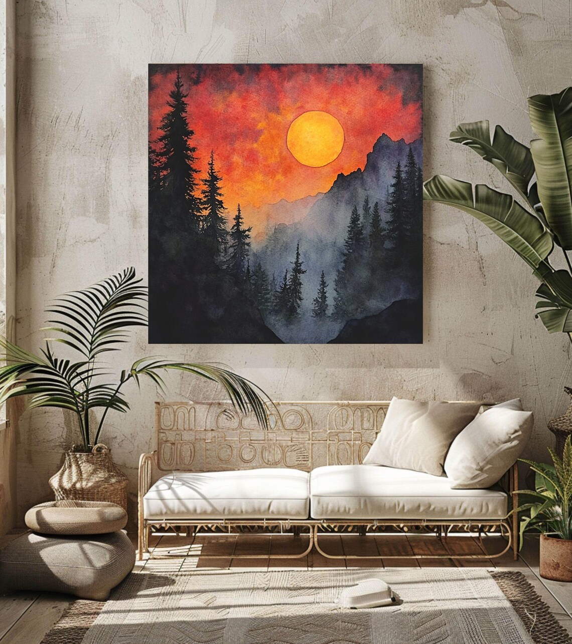 Mystical Mountain Sunset Nature Landscape Art Print - Image 3