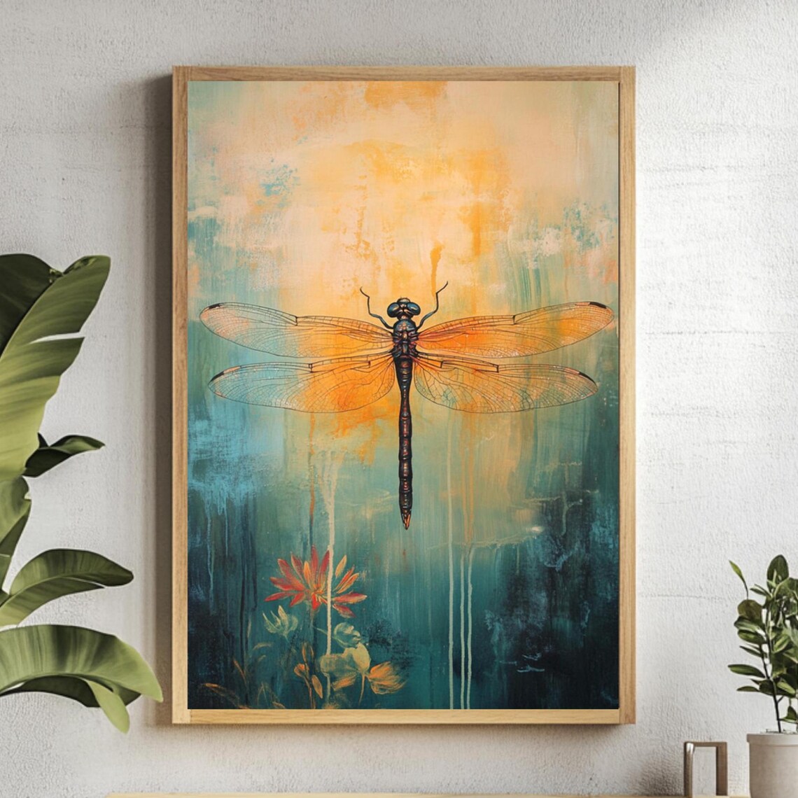Dragonfly Boho Nature Art Print, Dorm Decor