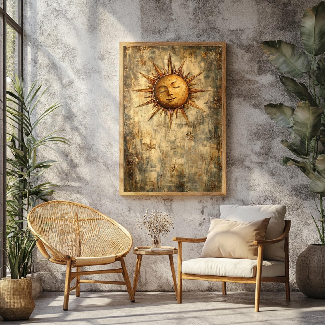 Celestial Sun Vintage Print, Bedroom Decor - Image 3