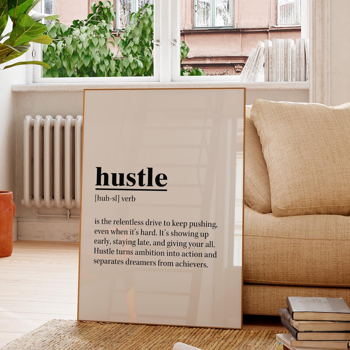 Hustle Definition Poster For Gym Or Office Motivational Wall Art With Quotes Modern Typography Print Gift Entrepreneurs