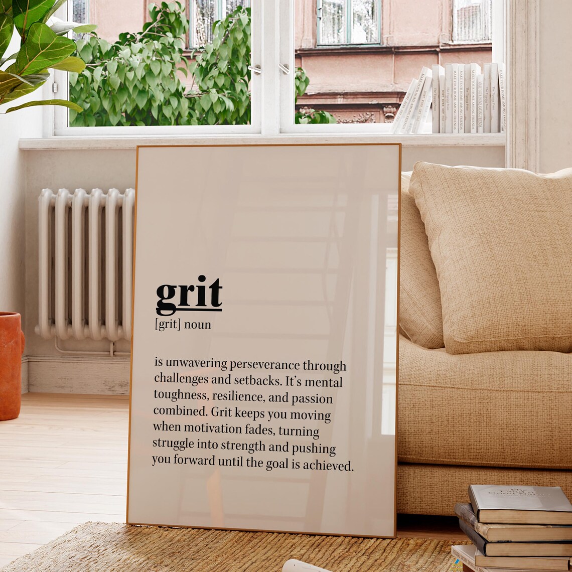 Motivational Grit Art Print, Office Gym Decor