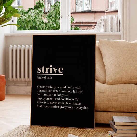 Strive Motivational Quote Print Inspirational Wall Art For Office Gym Business Decor