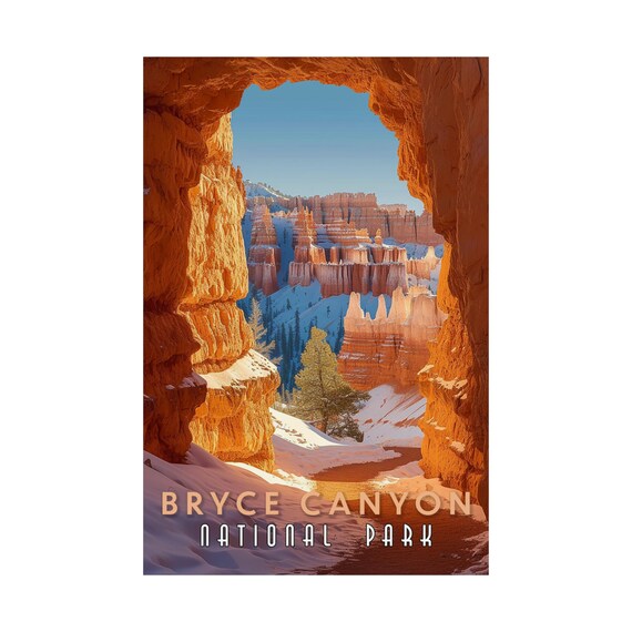 Bryce Canyon National Park Print Vintage Travel Poster Utah