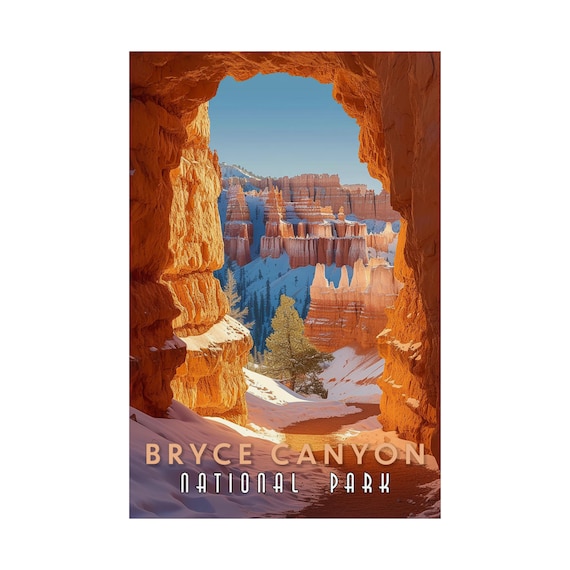 Bryce Canyon National Park Winter Hoodoos Snow Utah Travel Poster