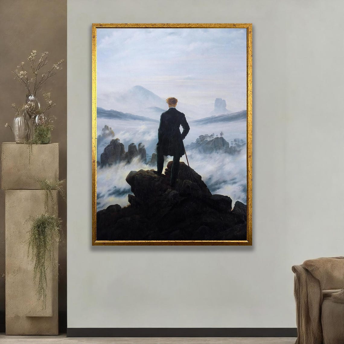 Caspar David Friedrich Wanderer Foggy Mountains Romantic Art Poster