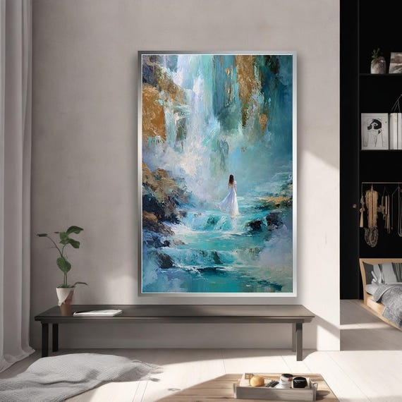 Abstract Waterfall Art Dreamy Nature Print