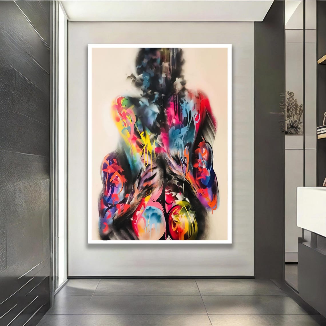 Colorful Abstract Body Canvas Modern Graffiti Style Wall Art On