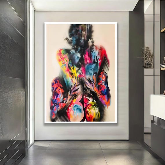 Colorful Abstract Body Canvas Modern Graffiti Style Wall Art On