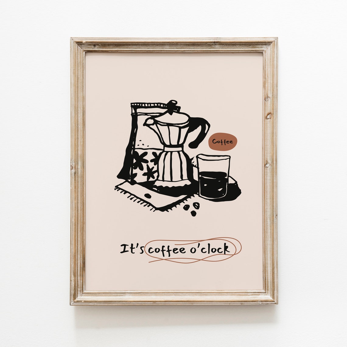 It's Coffee O'clock Moka Pot Funny Coffee Bar Kitchen Decor Poster