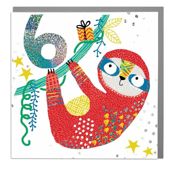 Sloth Age 6 Birthday Card