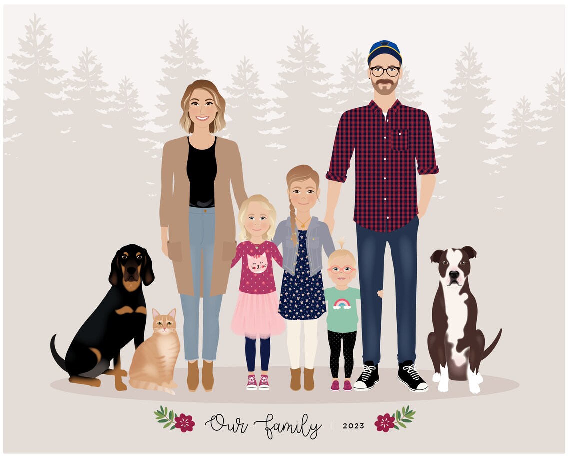 Custom Family Portrait - Personalized Art - Image 2