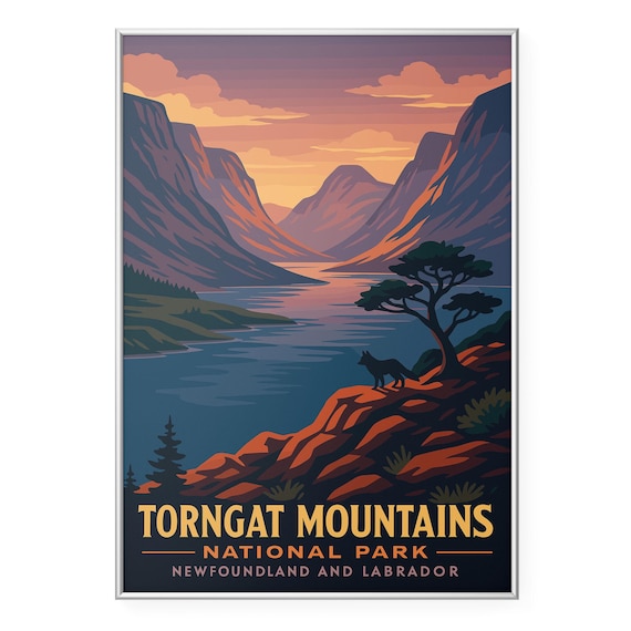 Torngat Mountains National Park Vintage Sunset Fjords Travel Poster