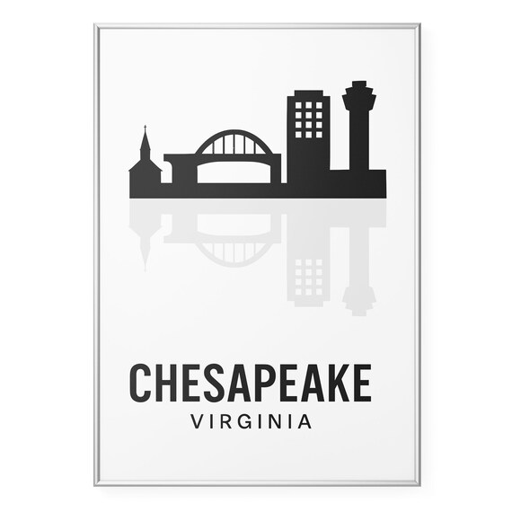 Chesapeake Virginia Skyline Silhouette Airport Tower Poster Decor