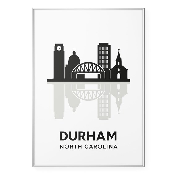 Durham North Carolina Skyline Silhouette Minimalist Wall Poster