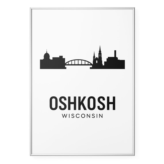 Oshkosh Wisconsin Minimalist Bridge Skyline Silhouette Art Poster