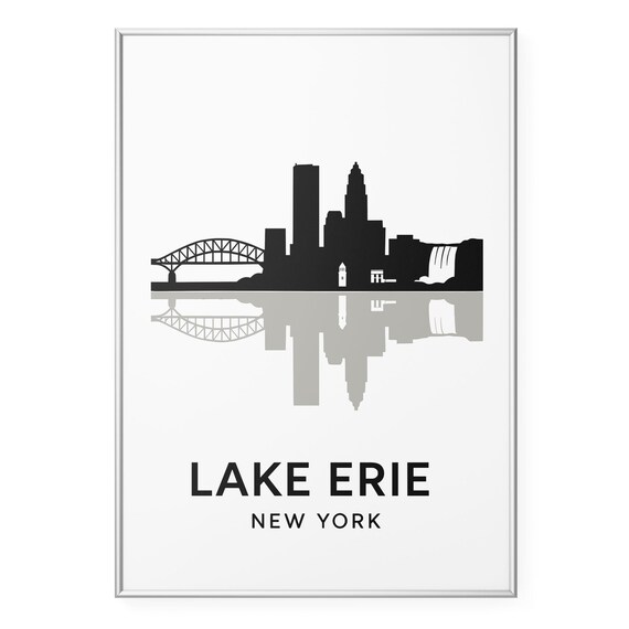 Lake Erie New York Photo Print Buffalo Skyline Poster Minimalist Wall Art Modern Office Home Decor